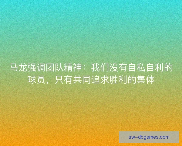 马龙强调团队精神：我们没有自私自利的球员，只有共同追求胜利的集体
