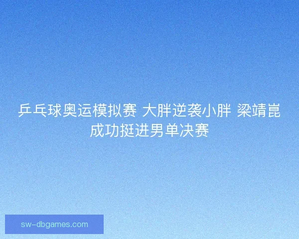 乒乓球奥运模拟赛 大胖逆袭小胖 梁靖崑成功挺进男单决赛